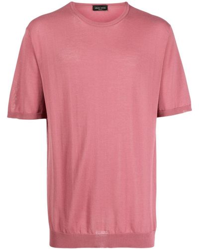 Roberto Collina T-shirt Met Ronde Hals - Roze