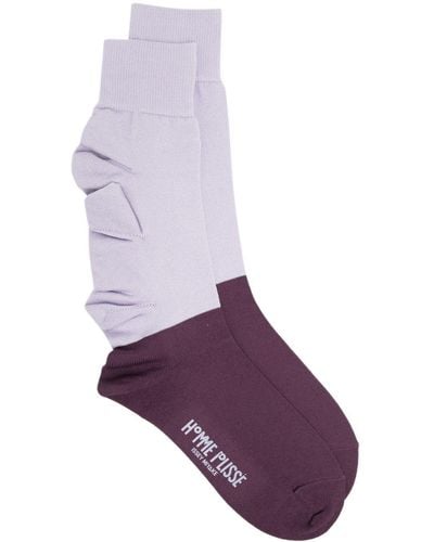 Homme Plissé Issey Miyake Two-tone Ruffle-trim Socks - Purple