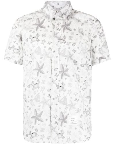 Thom Browne Hemd mit Print - Weiß