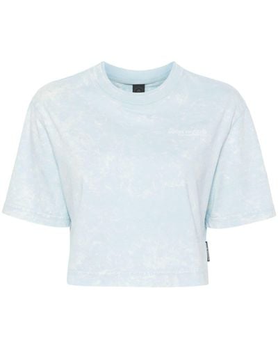 Moose Knuckles Logo-print Cropped T-shirt - Blue