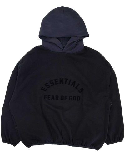 Fear Of God Logo Lettering Patch Panelled Hoodie - Blue