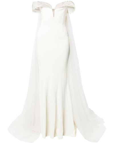 Saiid Kobeisy Off-shoulder Beaded Dress - White