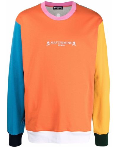 MASTERMIND WORLD カラーブロック ロゴ スウェットシャツ - オレンジ