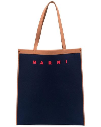 Marni Shopper mit Intarsien-Logo - Blau