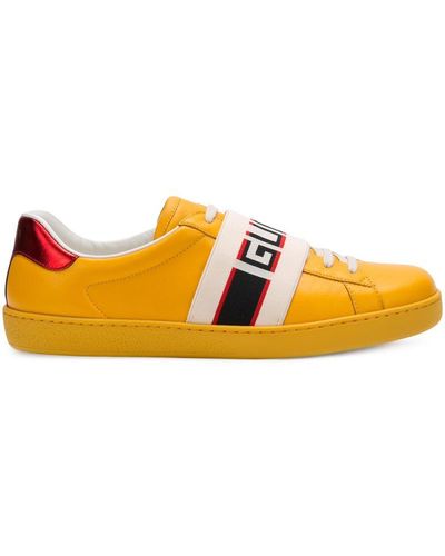 Gucci Yellow New Ace Elastic Band Sneakers