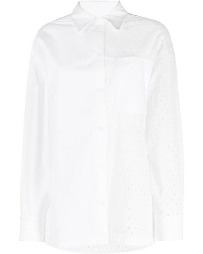 KENZO Camisa con paneles y bordado inglés - Blanco