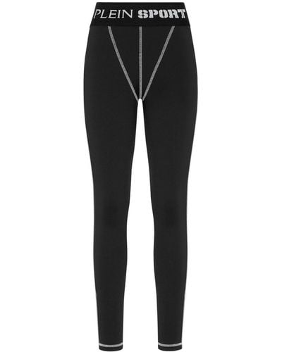 Philipp Plein Logo-waistband Performance leggings - Black