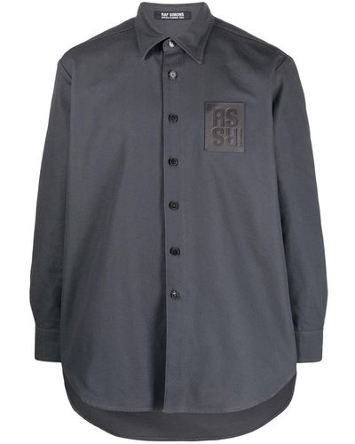 Raf Simons Logo-patch Cotton Shirt - Grey