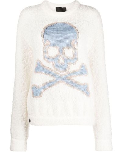 Philipp Plein Skull&bones Knitted Sweater - White