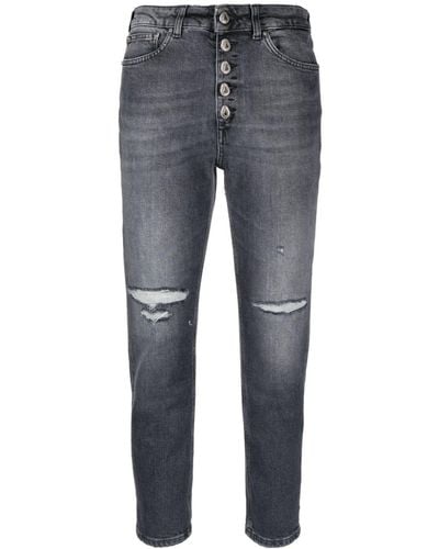 Dondup High-waisted Cropped Ripped Jeans - Blue