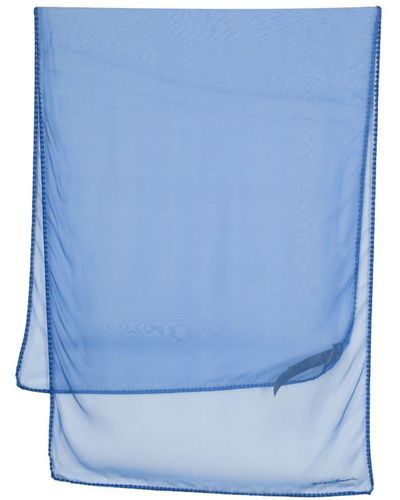 Giorgio Armani Semi-doorzichtige Sjaal Met Logo - Blauw