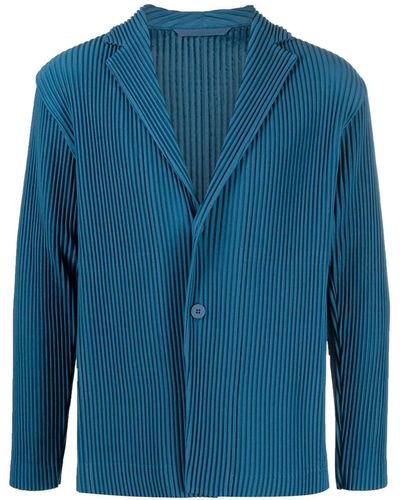 Issey Miyake Plissé Single-breasted Blazer - Blue