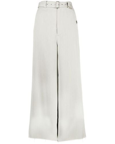 Maison Mihara Yasuhiro Pantalones anchos con cinturón - Blanco