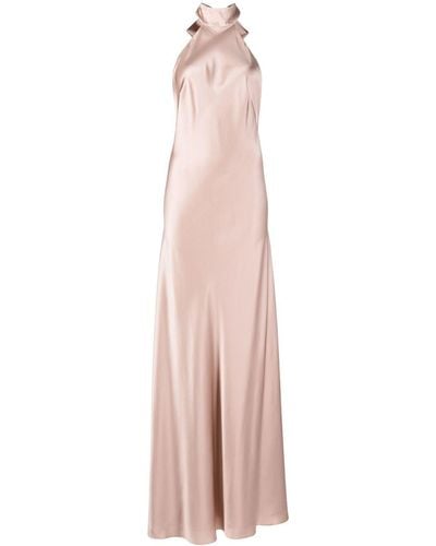Michelle Mason Backless Halter-neck Gown - Pink