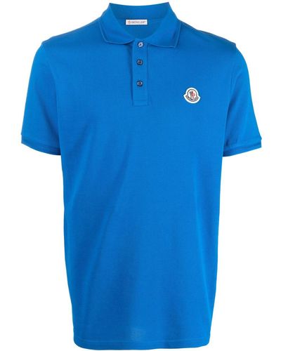 Moncler Logo-embroidered Cotton Polo Shirt - Blue
