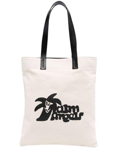 Palm Angels Bolso shopper con logo estampado - Blanco