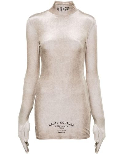 Vetements Velvet glove-sleeve minidress - Bianco