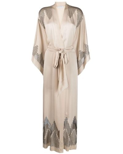 Carine Gilson Calais-caudry Lace Silk Kimono - Natural
