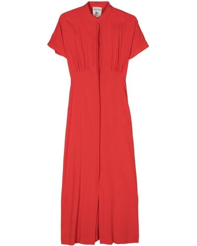 Semicouture Ruched-detail Crepe Shirtdress - Red