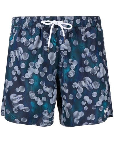 Emporio Armani Bubble-print Swim-shorts - Blue