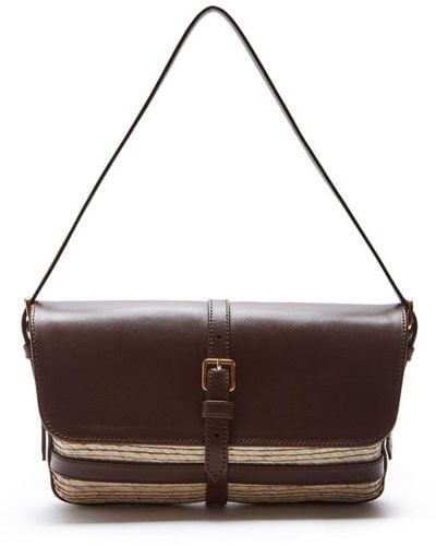 Altuzarra Watermill Foldover Raffia Shoulder Bag - Brown