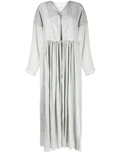 Bambah Embroidered Pleated Kaftan Dress - White