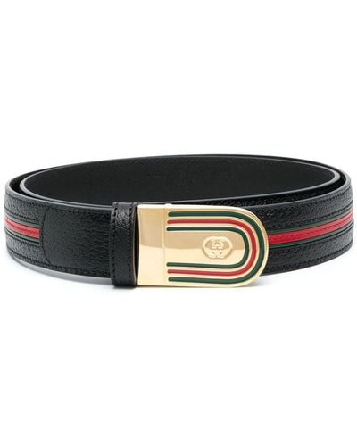 Gucci Cinturón con placa del logo - Negro