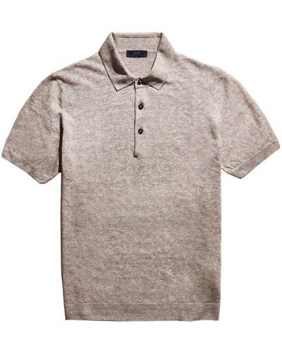 Fay Linen-cotton Knitted Polo Shirt - Grey