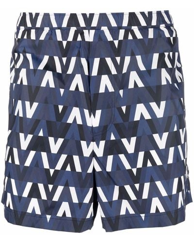 Valentino Garavani V Pattern Swimming Shorts - Blue
