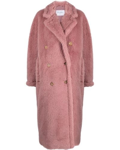 Max Mara Double-breasted Fleece Coat - Pink