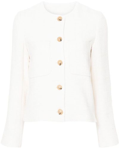 A.P.C. Collarless Tweed Jacket - White