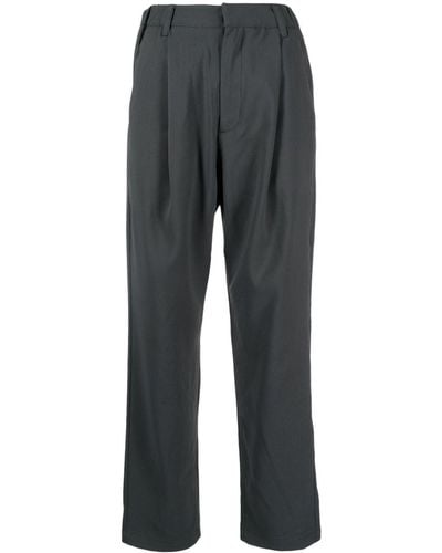 Izzue Pintuck-detail Straight-leg Trousers - Grey