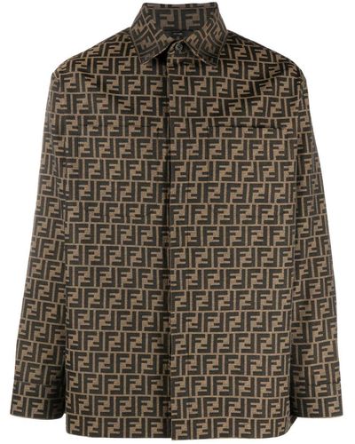 Fendi Shirtjack Met Monogram Patroon - Bruin