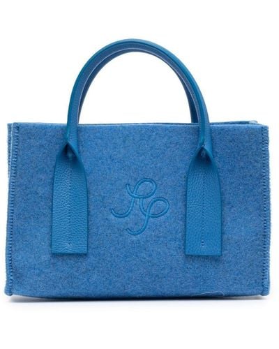 Rejina Pyo Petit sac cabas à motif monogrammé - Bleu