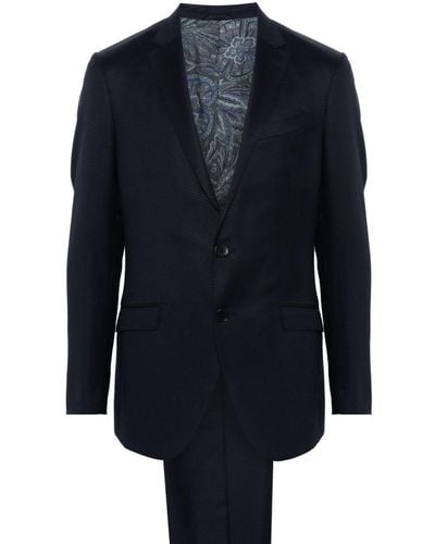 Etro Single-breasted Wool Suit - Blue