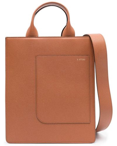 Valextra Mini Boxy Leather Tote Bag - Brown