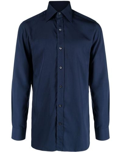 Tom Ford Pointed-collar Long-sleeve Shirt - Blue