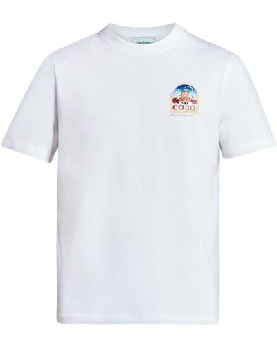 Casablancabrand Tennis Club Graphic-print Organic-cotton T-shirt X - White