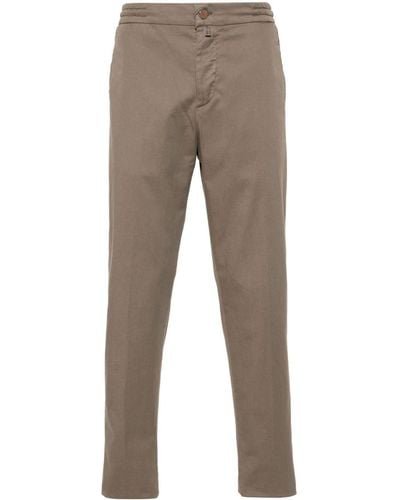 Kiton Drawstring Tapered-Leg Trousers - Grey
