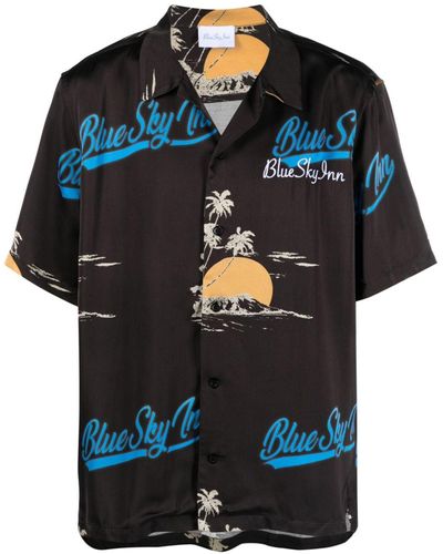 BLUE SKY INN Logo-print Short-sleeve Shirt - Black