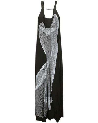 Victoria Beckham Contorted-net Sleeveless Maxi Dress - Black