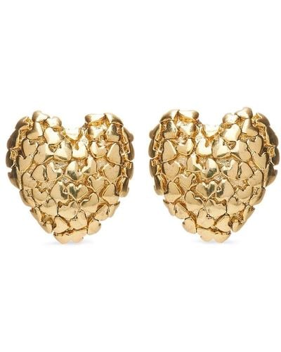 Oscar de la Renta Heart Cluster Earrings - Metallic