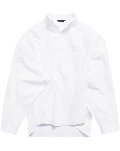 Balenciaga Oversize Wrap Cotton Shirt - White