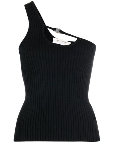 1017 ALYX 9SM One-shoulder Ribbed-knit Top - Black