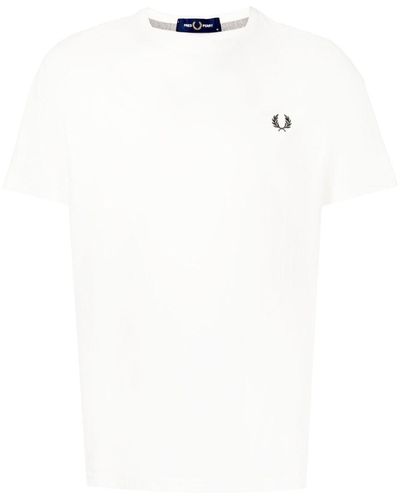 Fred Perry T-shirt Met Geborduurd Logo - Wit