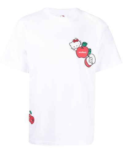 Soulland Apple-print Organic-cotton T-shirt - White