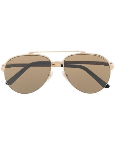 Cartier Metallic Pilot-frame Sunglasses - Natural