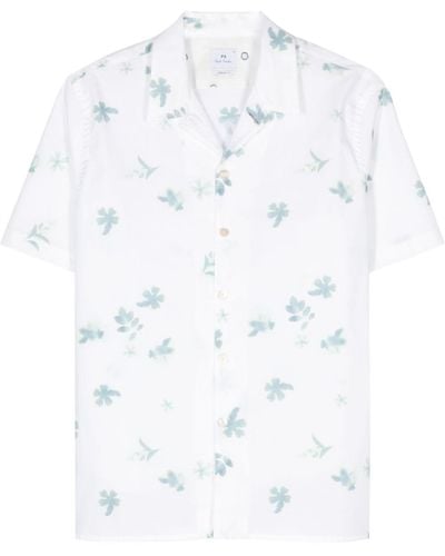 PS by Paul Smith Floral-print Organic-cotton Shirt - White