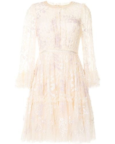 Needle & Thread Audrey Floral-embroidered Dress - Natural