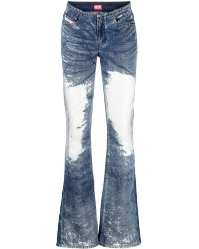DIESEL Jeans blu svasati con inserti trasparenti